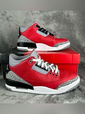 Air Jordan 3 Retro SE Unite Mens 9 W/ Box GUC Box Has Wear Red Black White Laces